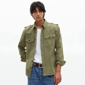 NEW The Kooples Military Shirt Jacket in Olive Drab Size S, M $395